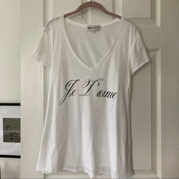 RARE Y2K Wildfox Je T’aime White V-Neck Tee - Picture 3 of 13